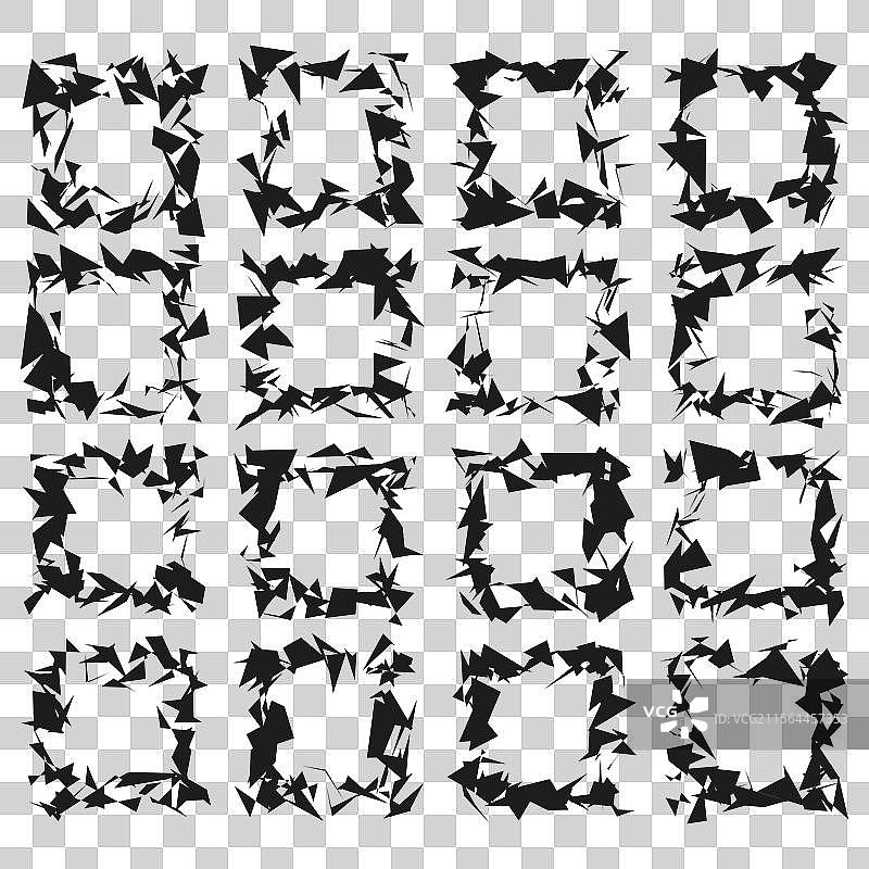 破损的黑色框架，抽象的锯齿边缘图片素材