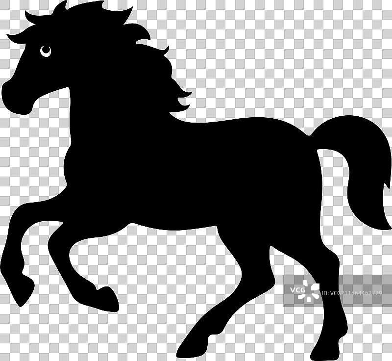 站立的阿拉伯马轮廓 黑色马图标图片素材