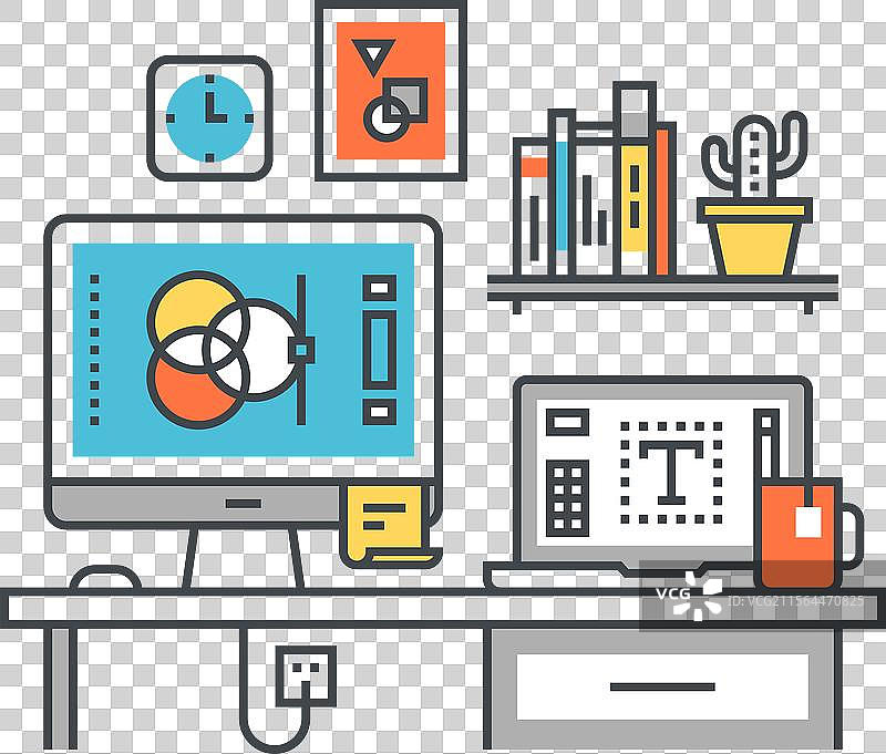 设计工作室平面线条设计概念图片素材