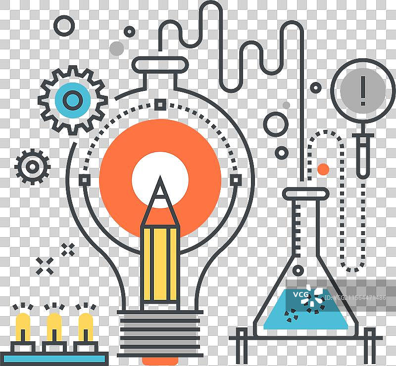 创造力与灵感的扁平线条设计图片素材