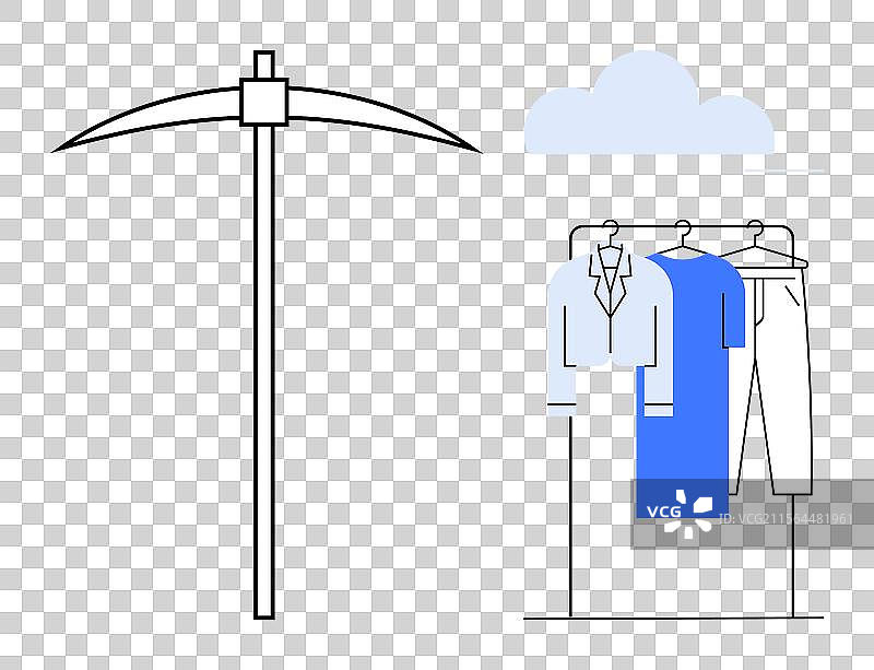 现代简约风格的镐子放在衣架旁边图片素材