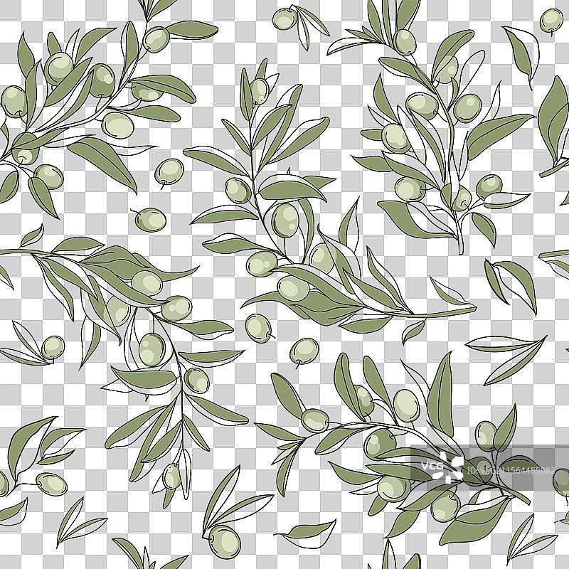 无缝图案 featuring 手绘橄榄图片素材