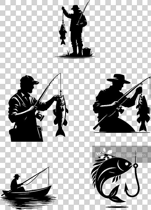 渔民剪影图片素材