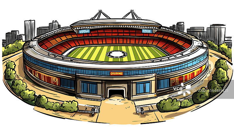 阿联酋体育场的手绘漫画图片素材