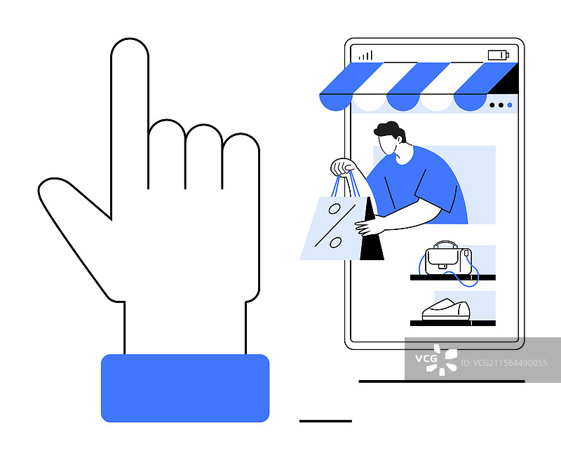 手机购物与在线商店手势图片素材