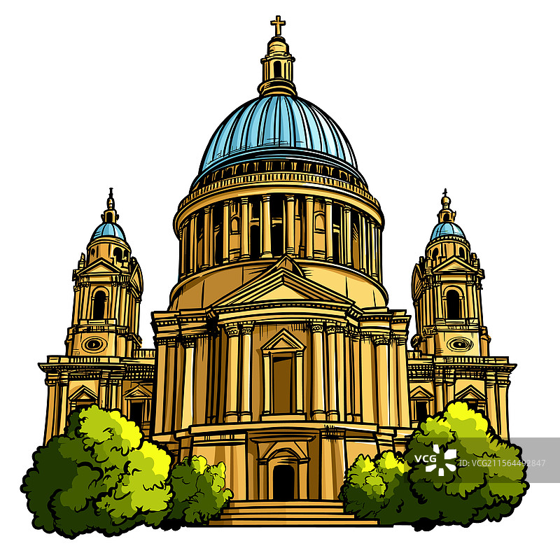 圣保罗大教堂的手绘漫画图片素材