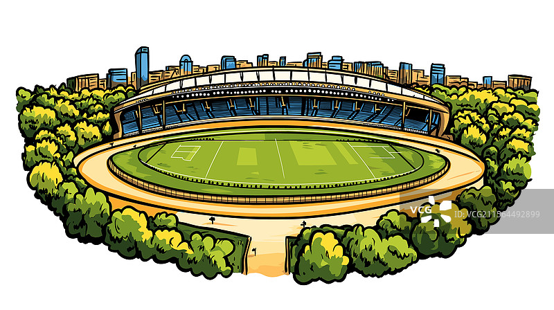 斯坦福桥体育场的手绘漫画图片素材