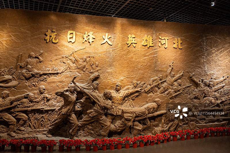 抗日雕像-河北博物馆抗日展览图片素材