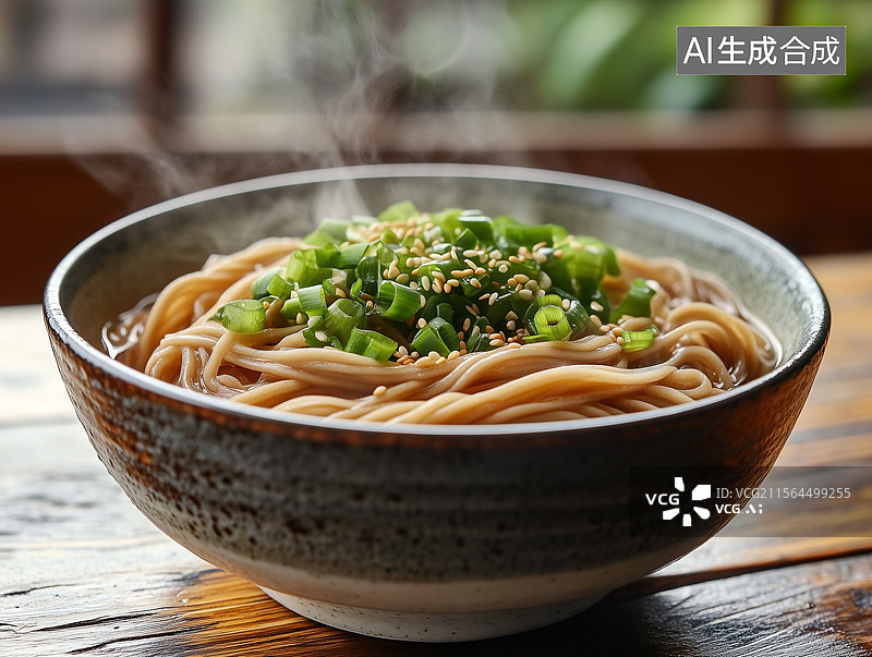 【AI数字艺术】餐桌上一碗美味的面条图片素材