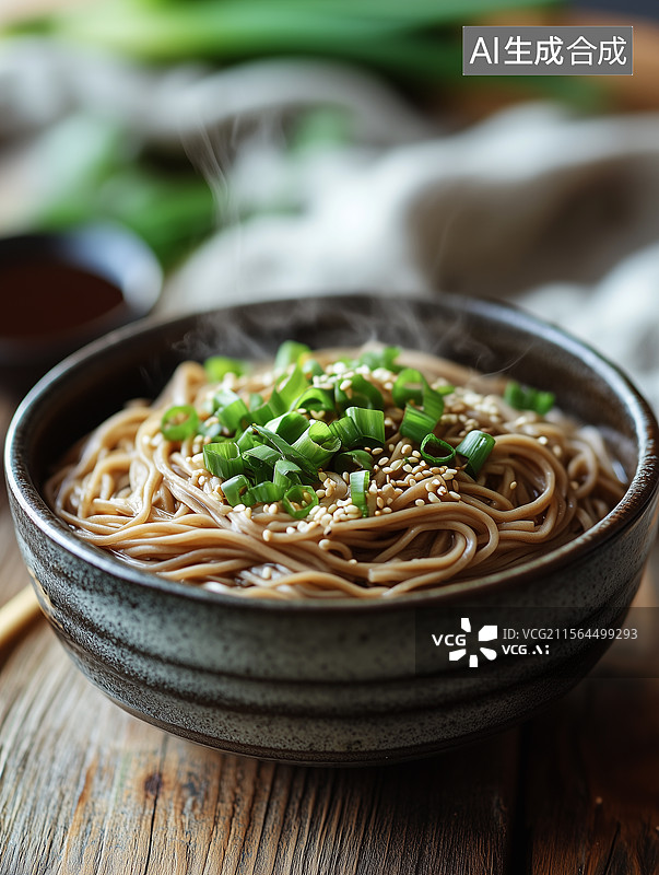 【AI数字艺术】餐桌上一碗美味的面条图片素材