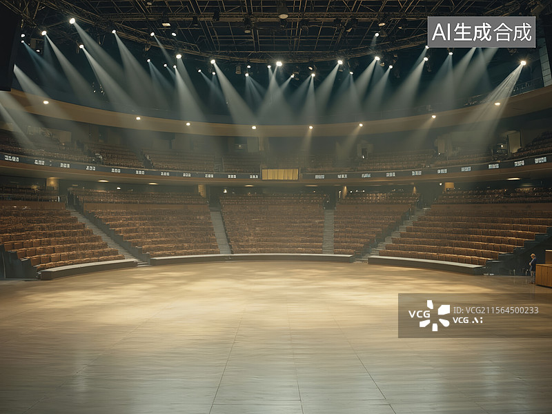 【AI数字艺术】空旷舞台灯光图片素材