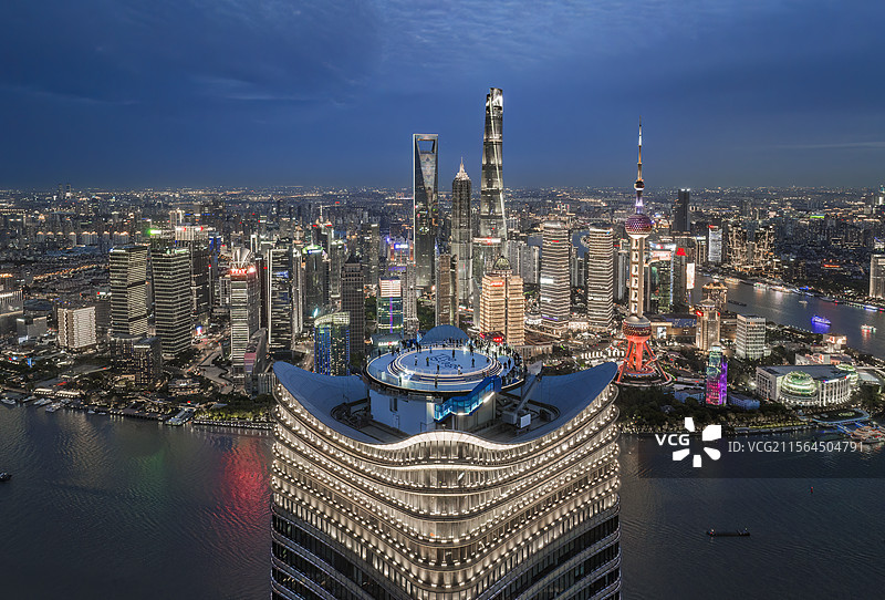 上海虹口区北外滩白玉兰广场观景台日落夜景图片素材