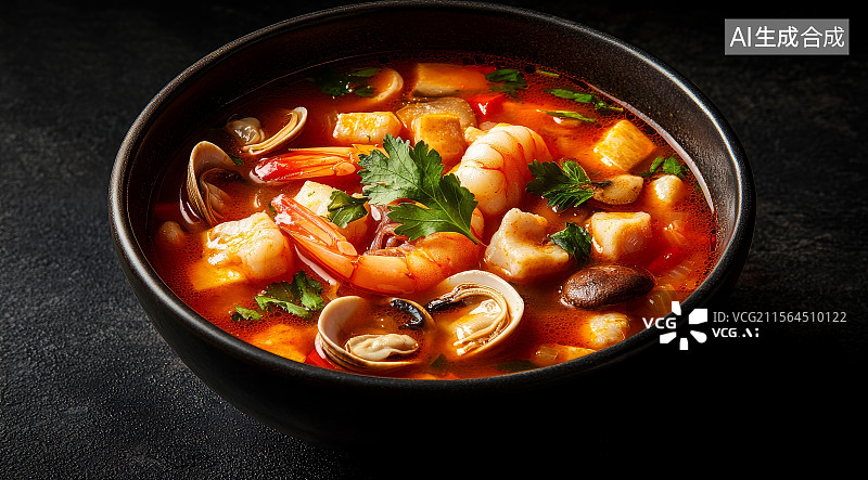 【AI数字艺术】冬阴功汤特写图片素材