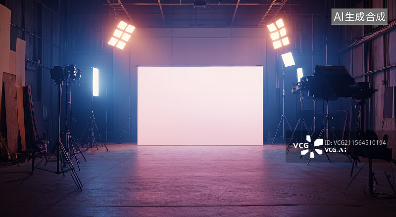 【AI数字艺术】摄影棚内拍摄设备布置场景图片素材