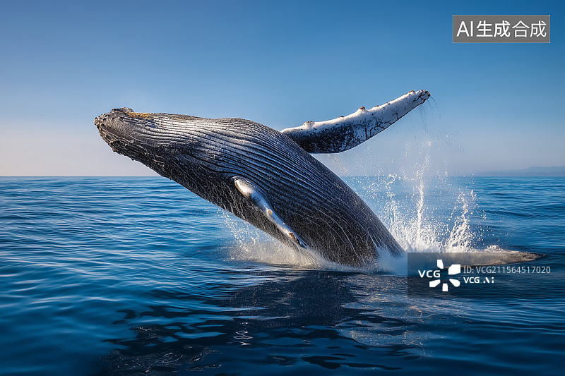 【AI数字艺术】大海里的座头鲸图片素材
