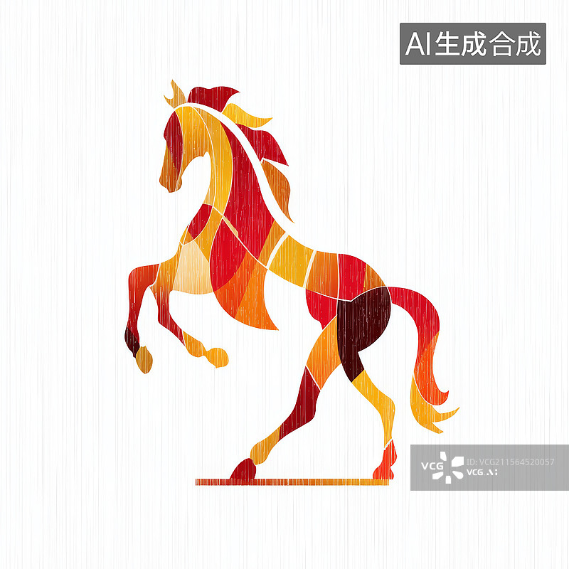 【AI数字艺术】抽象多彩奔跑的马标志设计图片素材