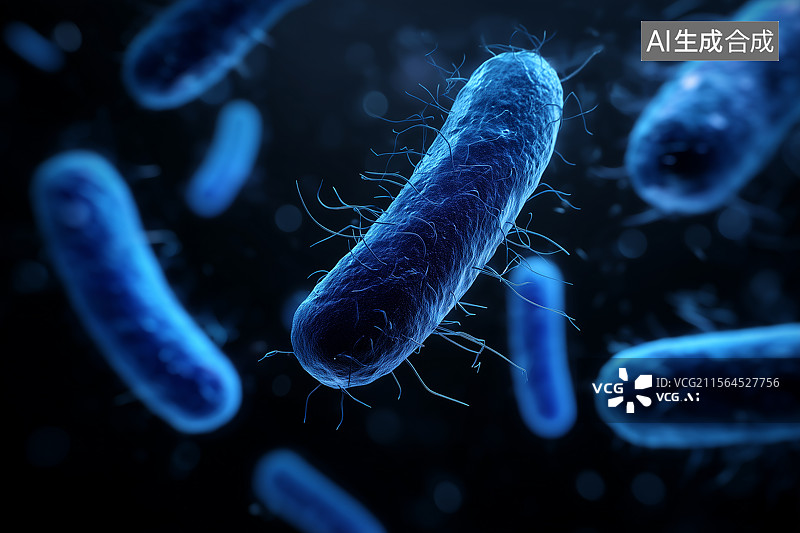 【AI数字艺术】蓝色细菌的微观世界图片素材