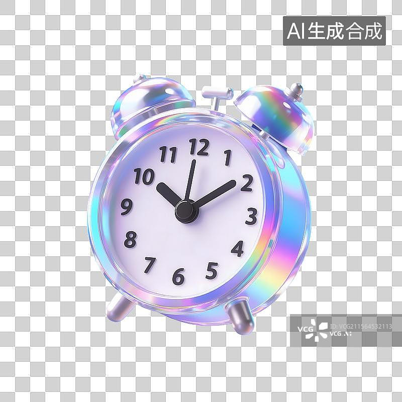 【AI数字艺术】蓝色科技感3D闹钟图标图片素材