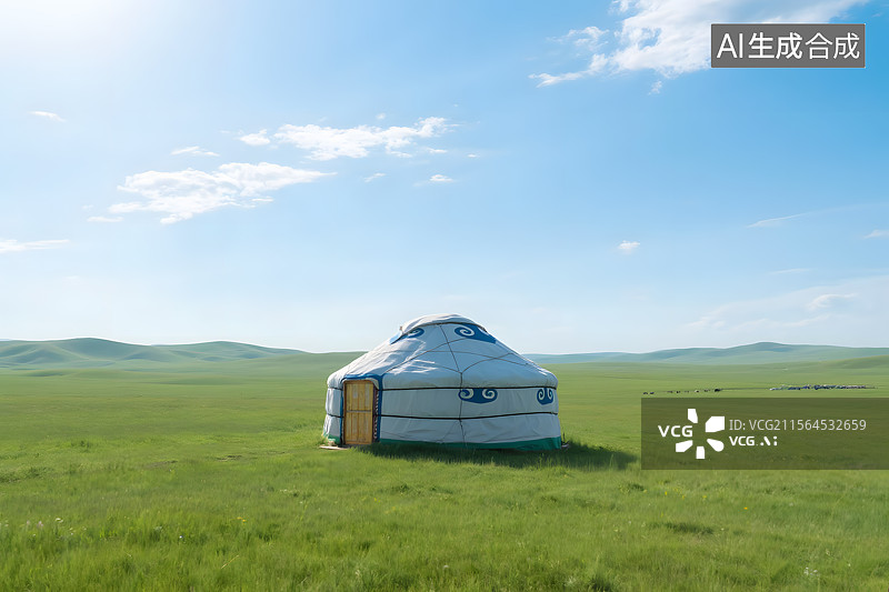 【AI数字艺术】草原上的蒙古包图片素材