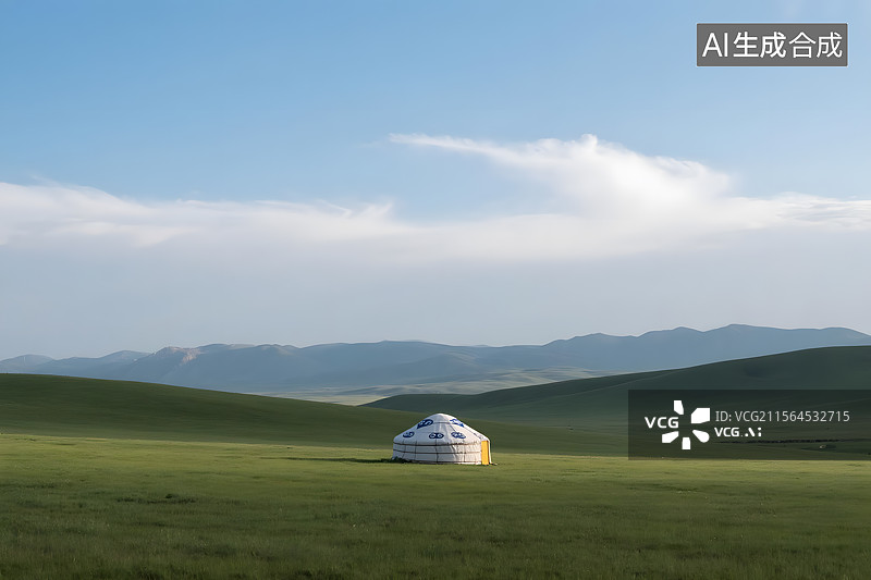 【AI数字艺术】草原上的蒙古包图片素材