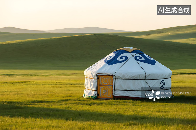 【AI数字艺术】草原上的蒙古包图片素材