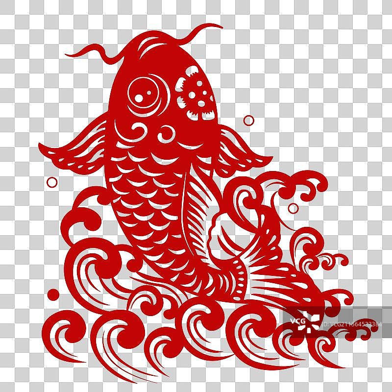 非遗锦鲤矢量剪纸图片素材