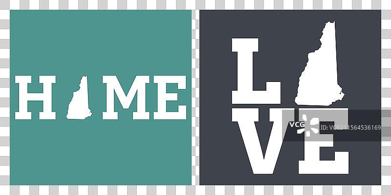 新罕布什尔州爱心T恤设计图片素材