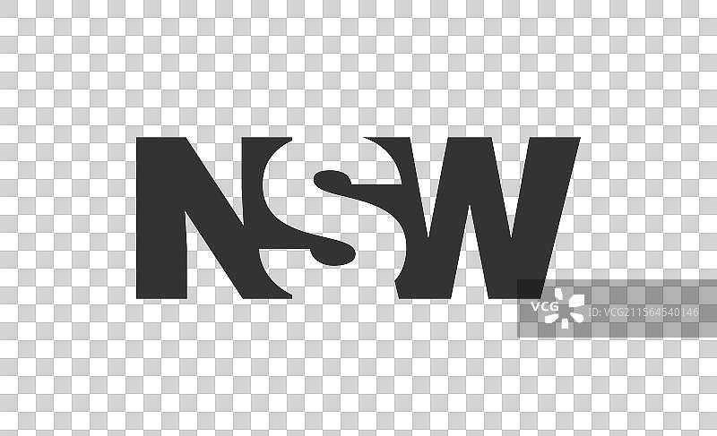 新南威尔士州标志设计，字母N、S、W，粗体字。图片素材