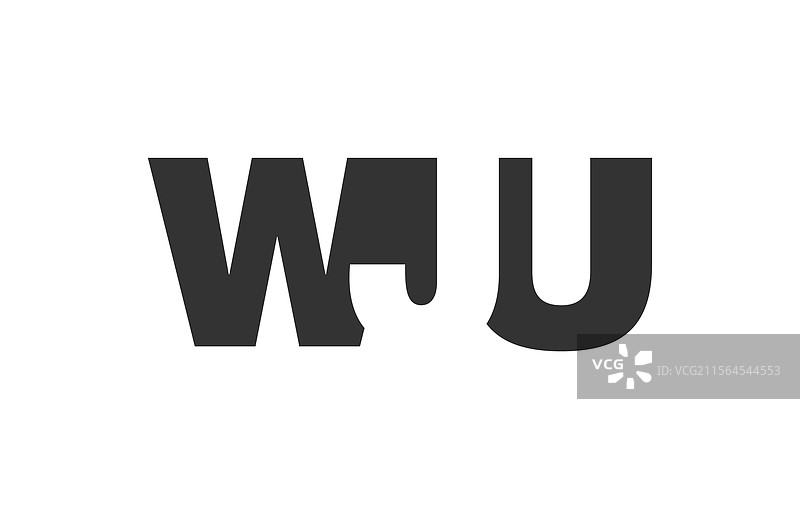 WJU标志设计，字母W、J、U采用粗体字。图片素材