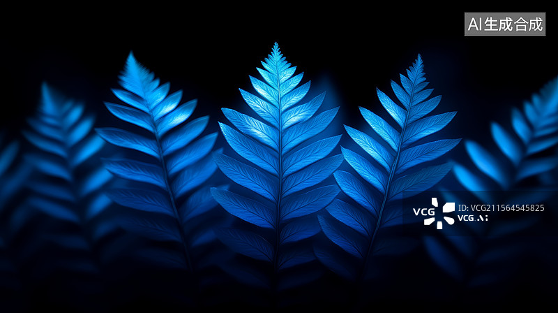 【AI数字艺术】蓝蕨叶片清新自然景致图片素材
