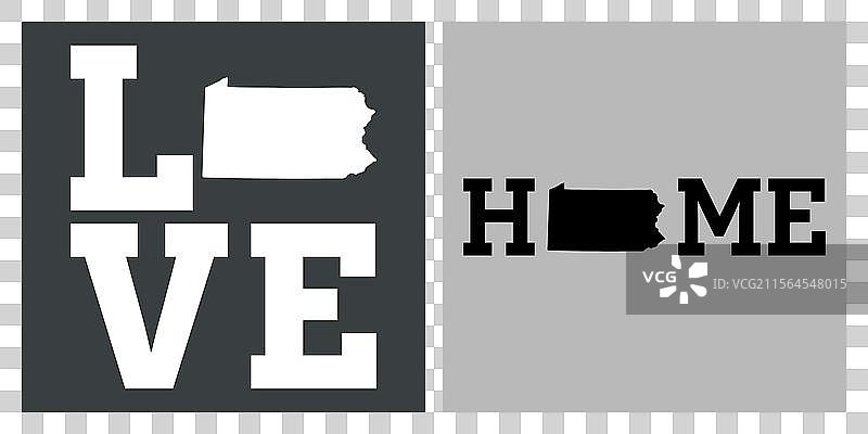 宾夕法尼亚州爱心T恤设计图片素材