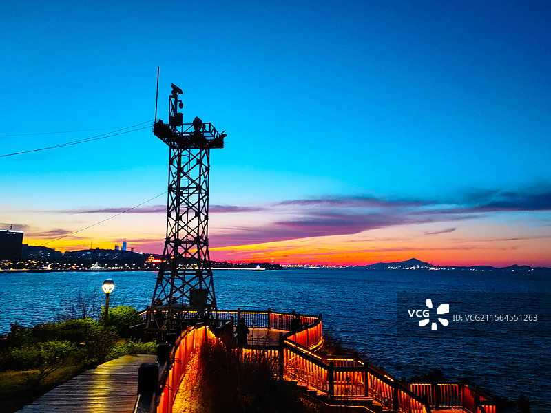 日落时的海景（烟台海昌渔人码头）图片素材