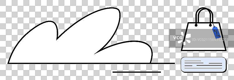 极简风格的云朵与购物袋和价格标签图片素材