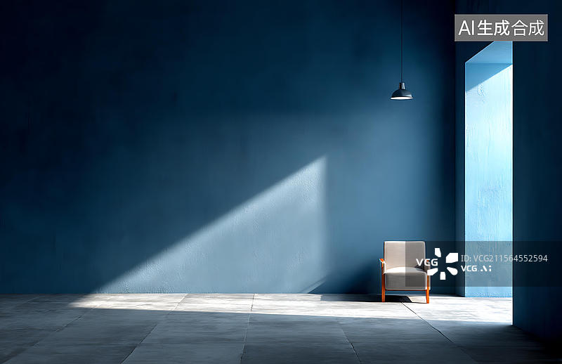 【AI数字艺术】阳光照射的空房间图片素材