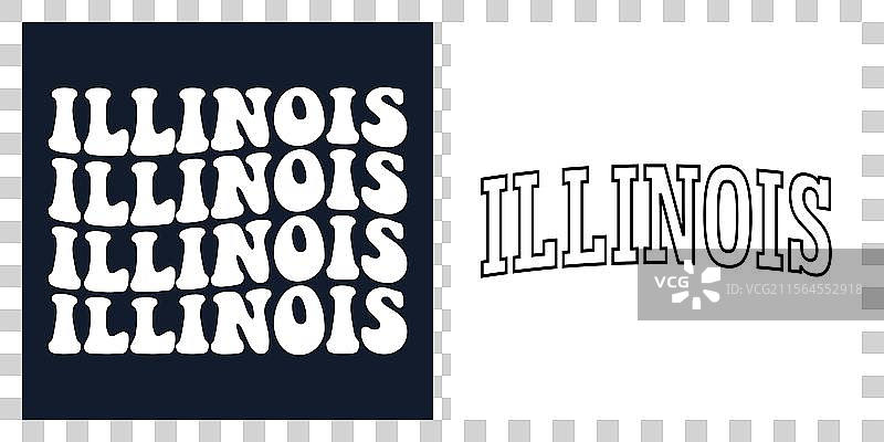 伊利诺伊州文字T恤设计图片素材