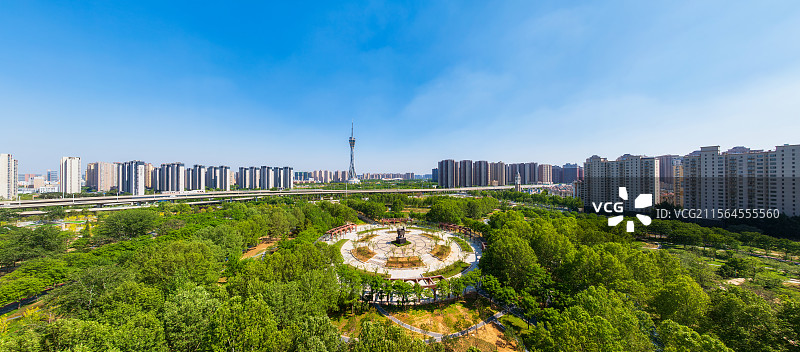 河南，郑州市，管城回族区，世纪公园，世纪欢乐园，城市绿肺，生态园林城市，人居环境，春季，绿色，航拍图片素材