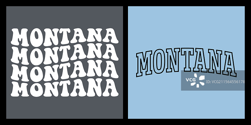 蒙大拿文字T恤设计图片素材