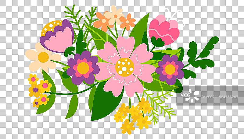 春夏季节不同花卉的花束组合图片素材