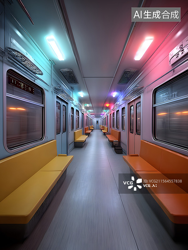 【AI数字艺术】地铁 隧道 霓虹灯图片素材