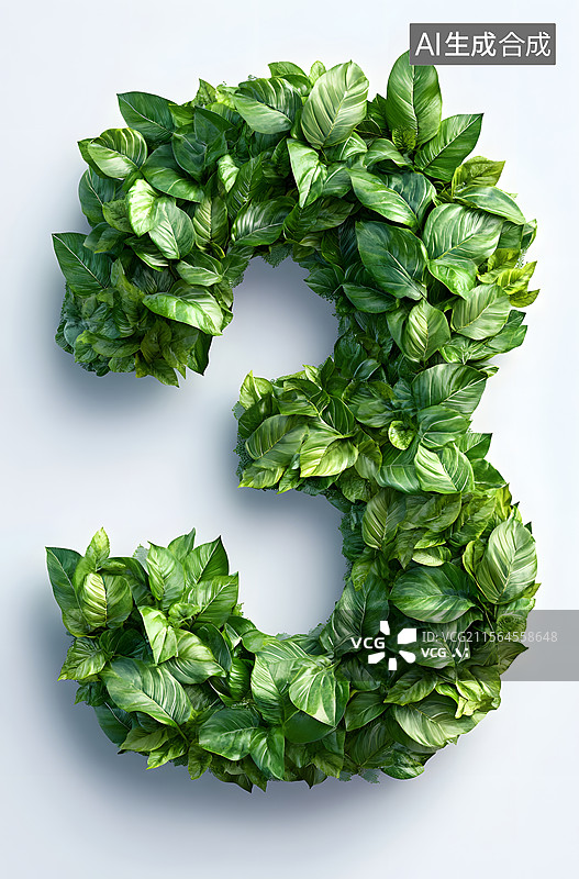 【AI数字艺术】数字 绿色 3图片素材