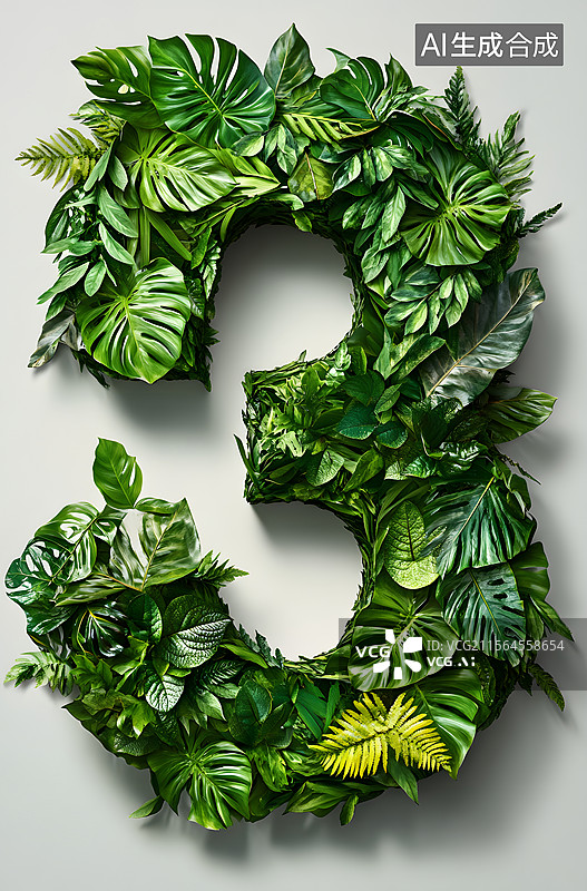【AI数字艺术】数字 绿色 3图片素材