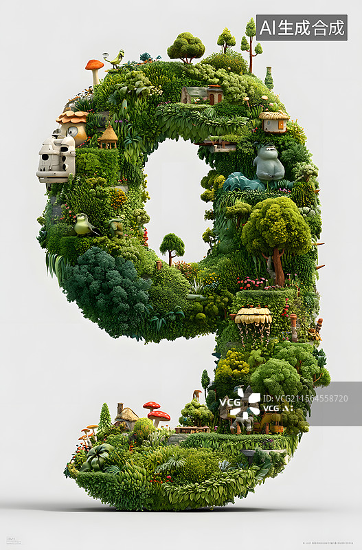 【AI数字艺术】数字 绿色图片素材