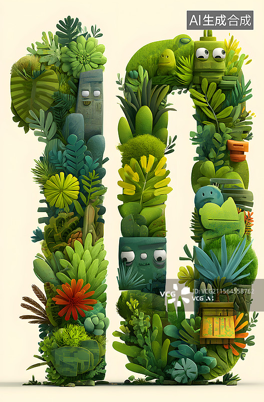 【AI数字艺术】数字 绿色图片素材