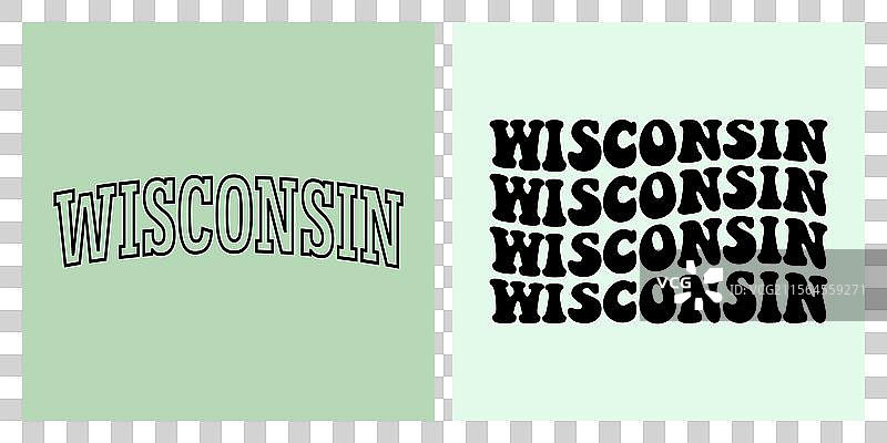 威斯康星州文字T恤设计图片素材