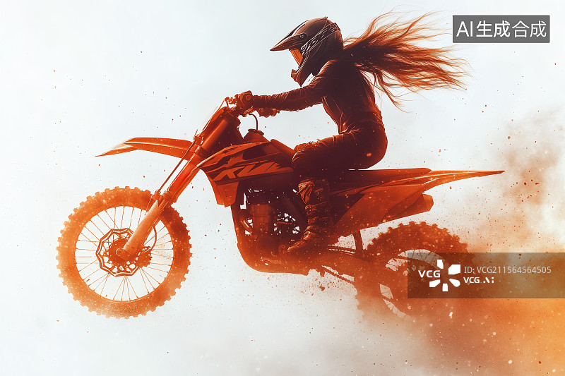 【AI数字艺术】一名女子骑着摩托车，竞技运动图片素材