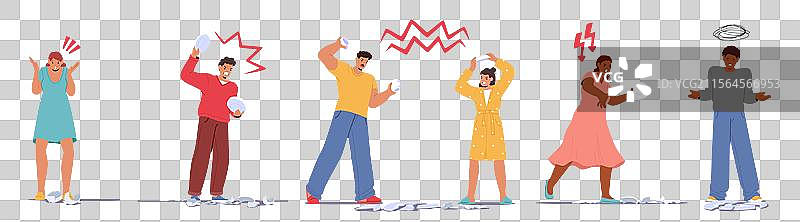 多元化人群卡通角色感到消极图片素材