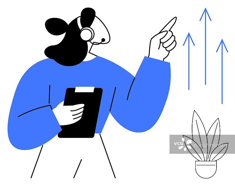 专业女性指向增长箭头图片素材