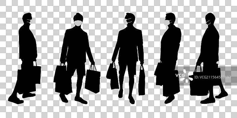 概念性剪影男性购物图片素材