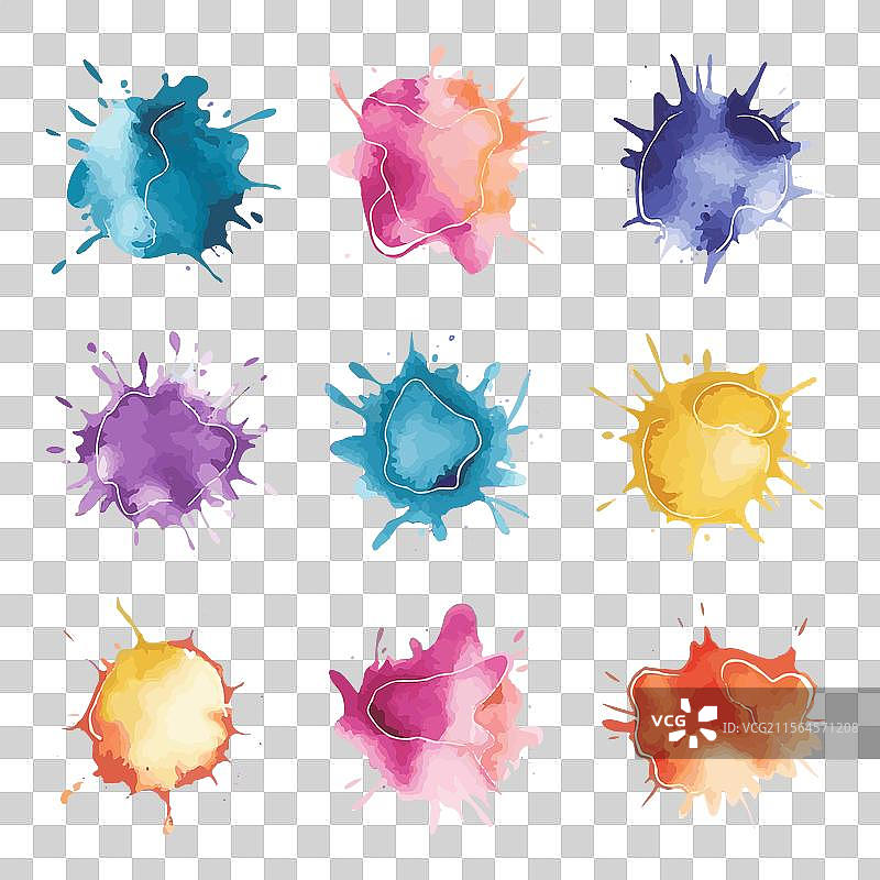 一组具有自然风格的水彩污点图片素材