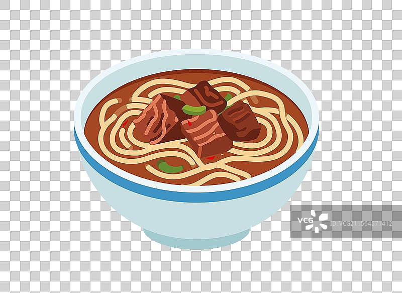红烧牛肉面矢量扁平风格插画图片素材